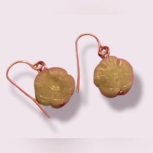 Jade color flower earrings
